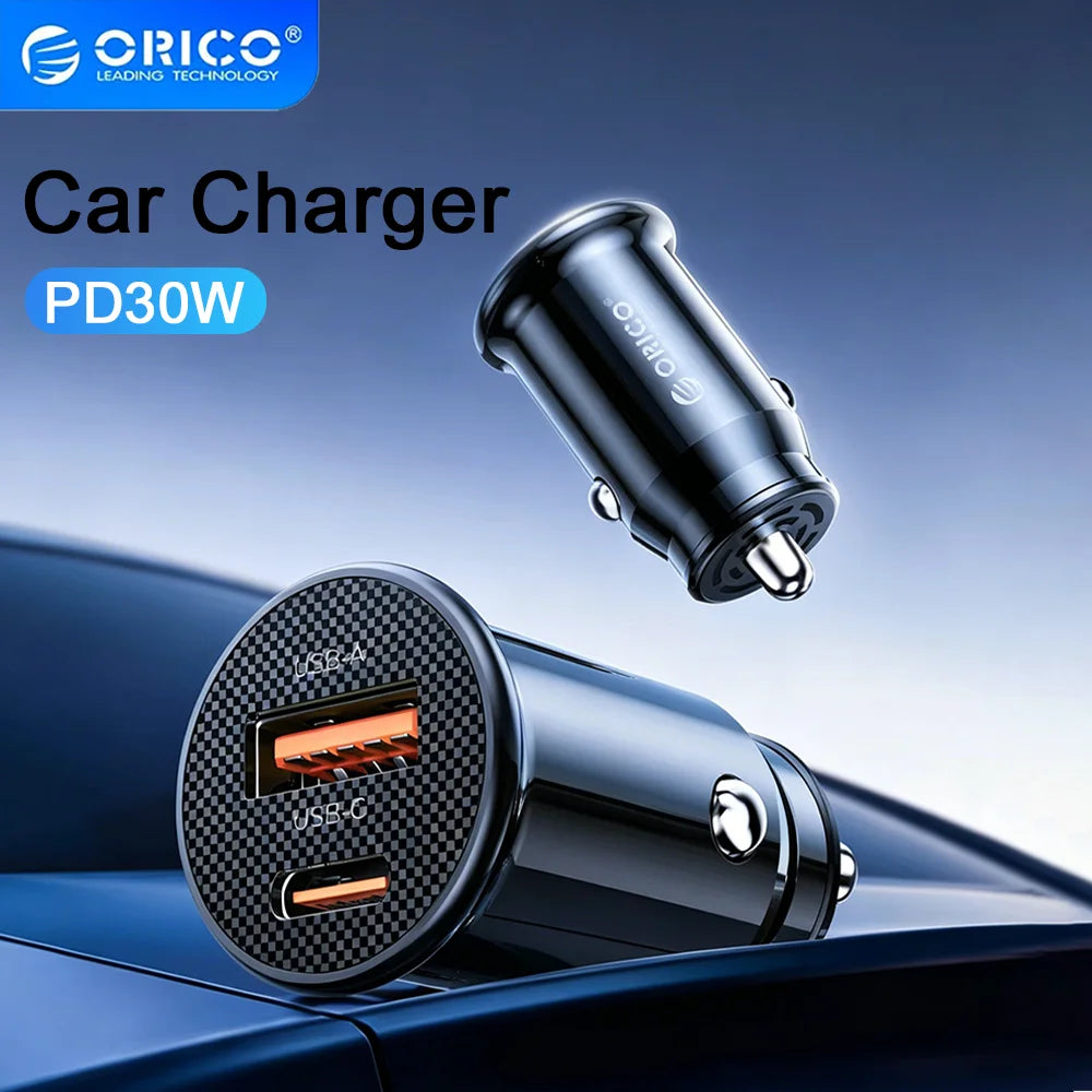 ORICO Dual Port USB-C PD 30W + USB-A Fast Car Charger Car Charger PRIMED