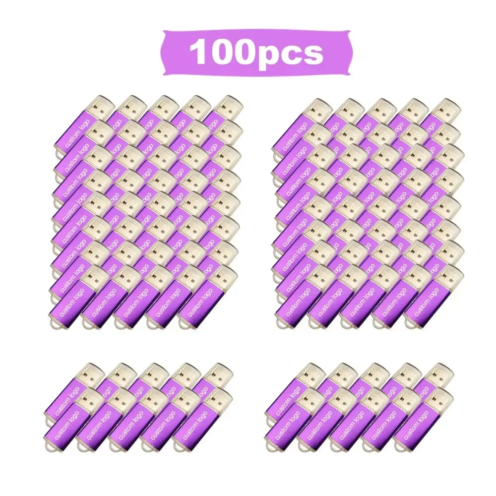 100-Pack Custom Logo Metal USB Flash Drives 4GB–64GB USB 2.0 USB Flash Drive PRIMED