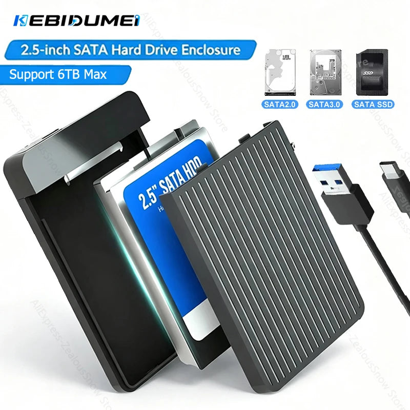USB 3.1 2.5" SATA SSD HDD Enclosure – 6Gbps External Case HDD SSD Enclosure PRIMED