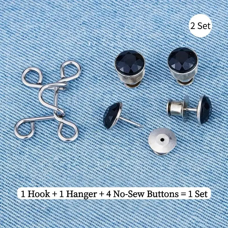 No-Sew Waist Tightener Button Pins for Jeans & Pants