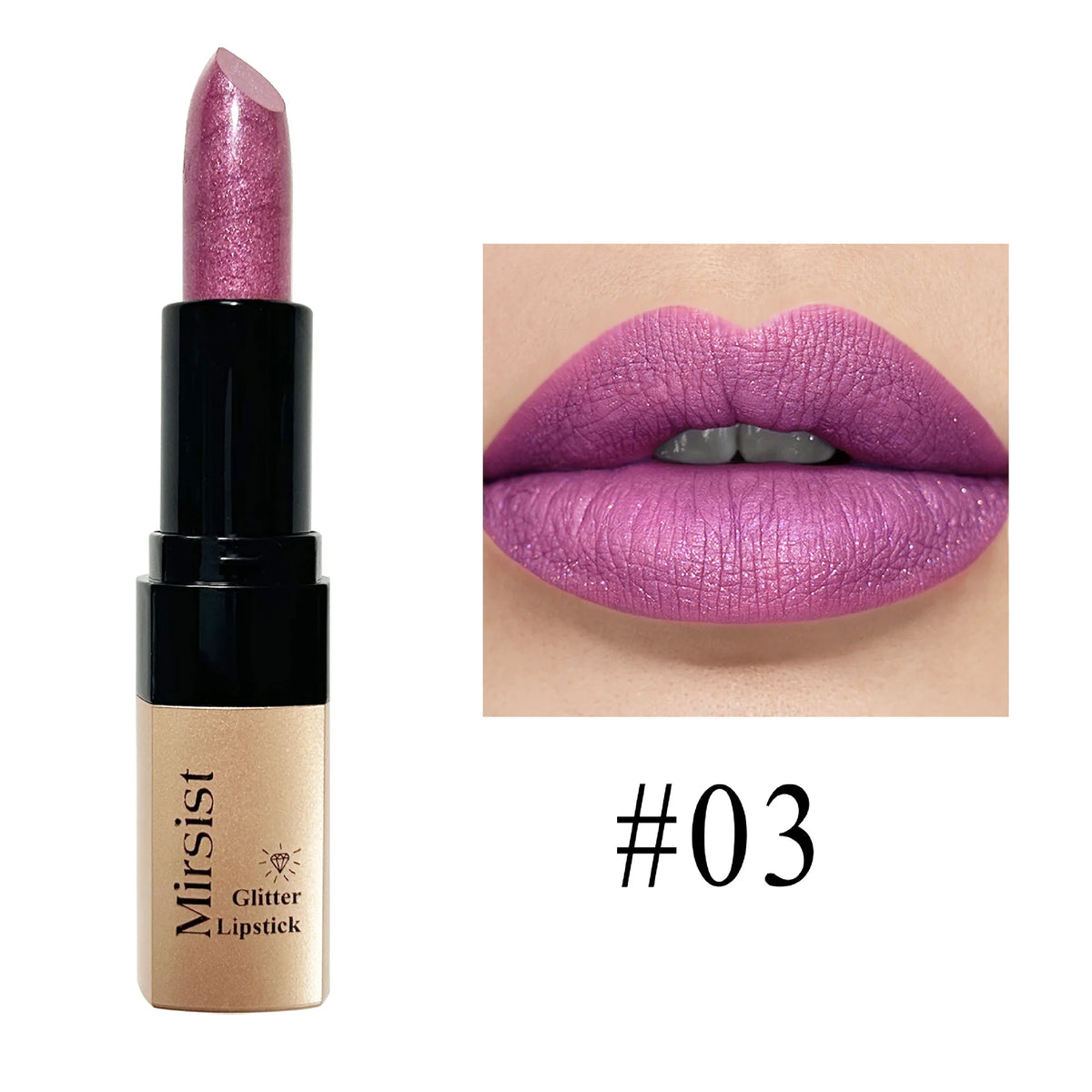 Mirsist Diamond Lip Gloss – 6-Shade Glitter Metallic Lipstick Glitter Lip Gloss PRIMED 03