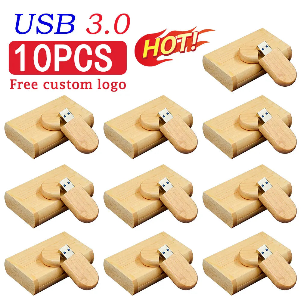 10-Pack Custom Logo USB 3.0 Flash Drives 64GB Wooden Gift Set Custom USB Flash Drive PRIMED 4GB maple-box