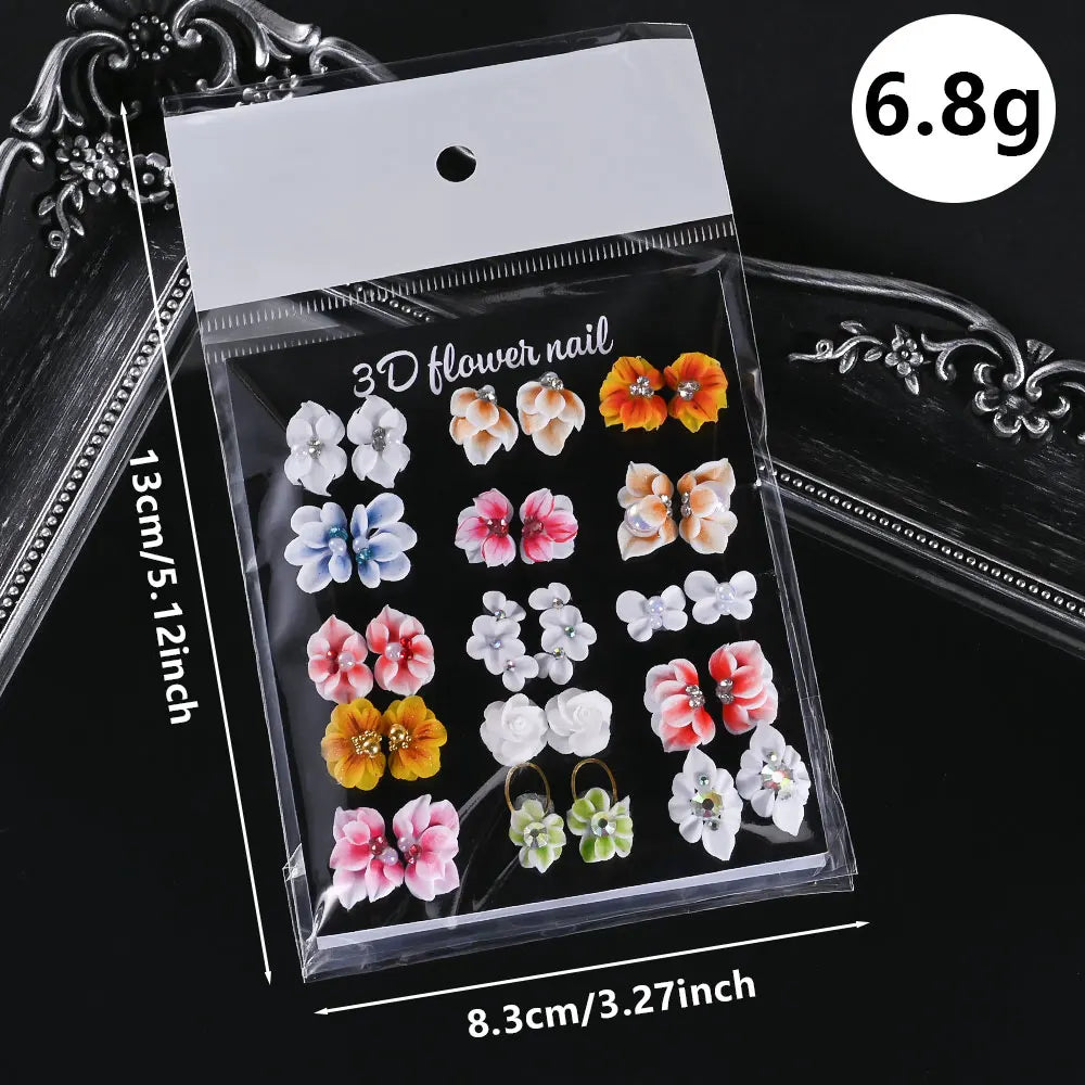 3D Acrylic Flower Nail Charms – Rhinestone & Pearl | MAFANAILS Nail Art Charms PRIMED