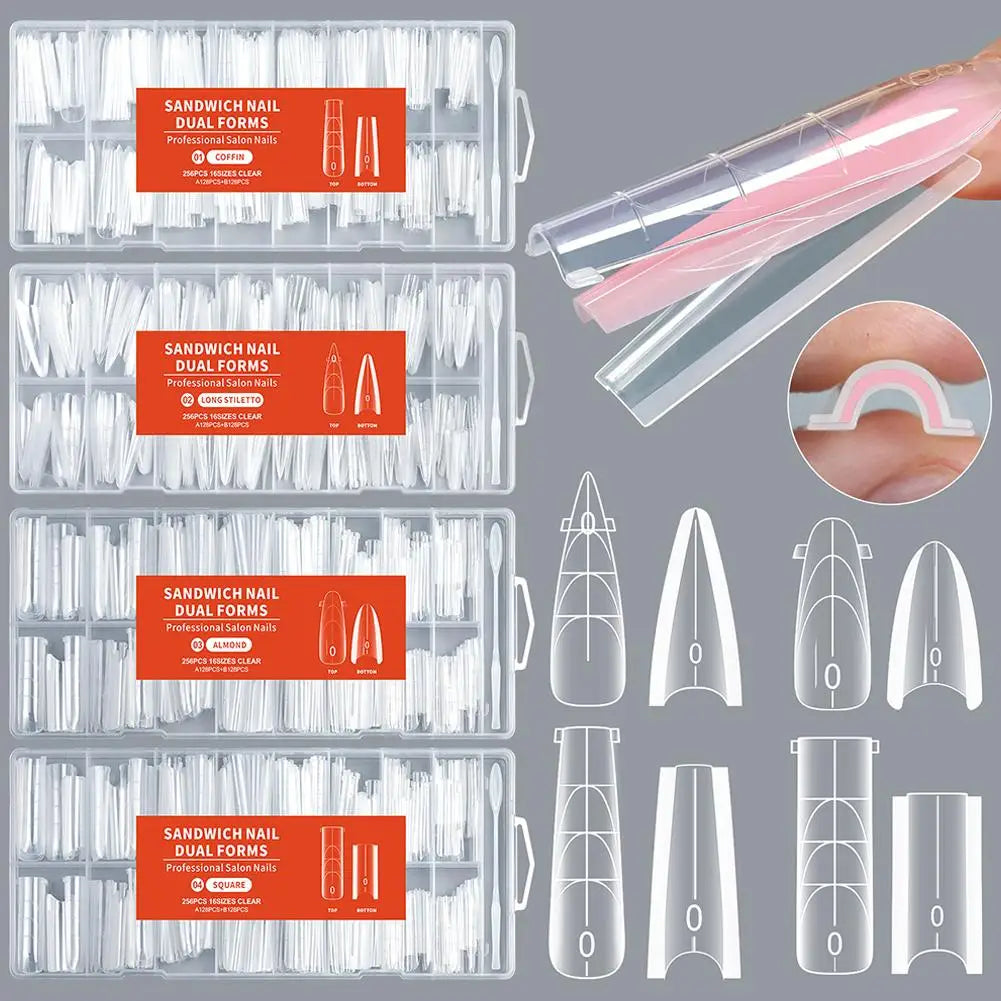 256Pcs Dual Form Nail Tips – Full Cover Nail Extension System