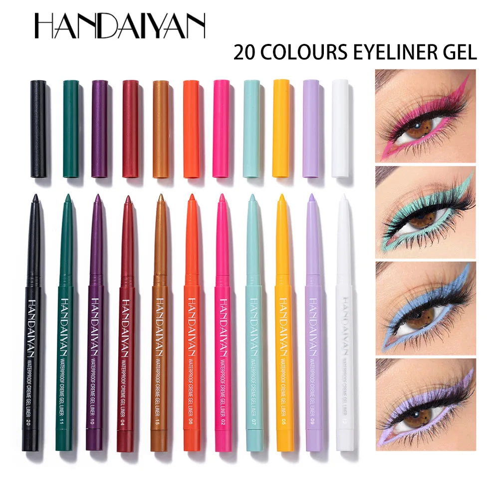 Handaiyan 20-Piece Colored Waterproof Eyeliner Pencil Set Colored Eyeliner Set PRIMED