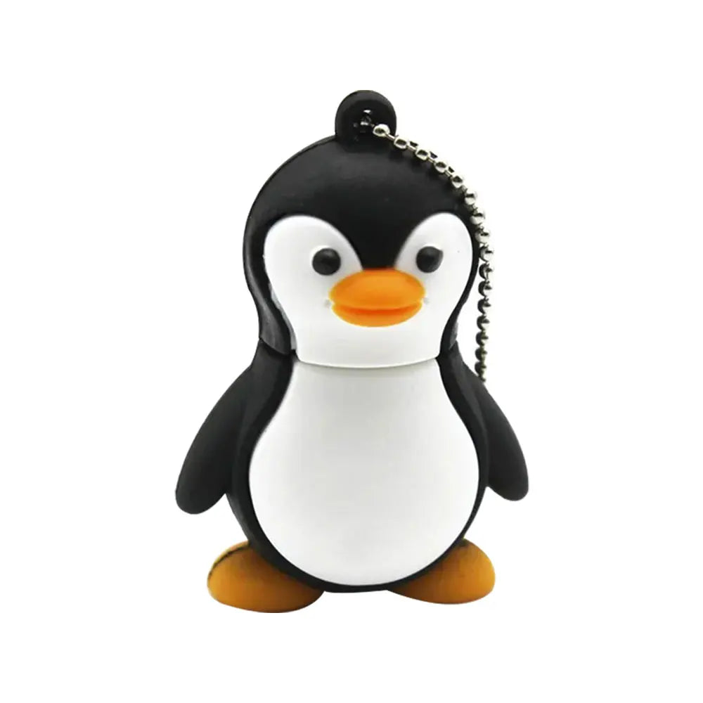 Penguin Cartoon USB Flash Drive 4GB–128GB | Keychain Gift USB Flash Drive PRIMED 4GB Black