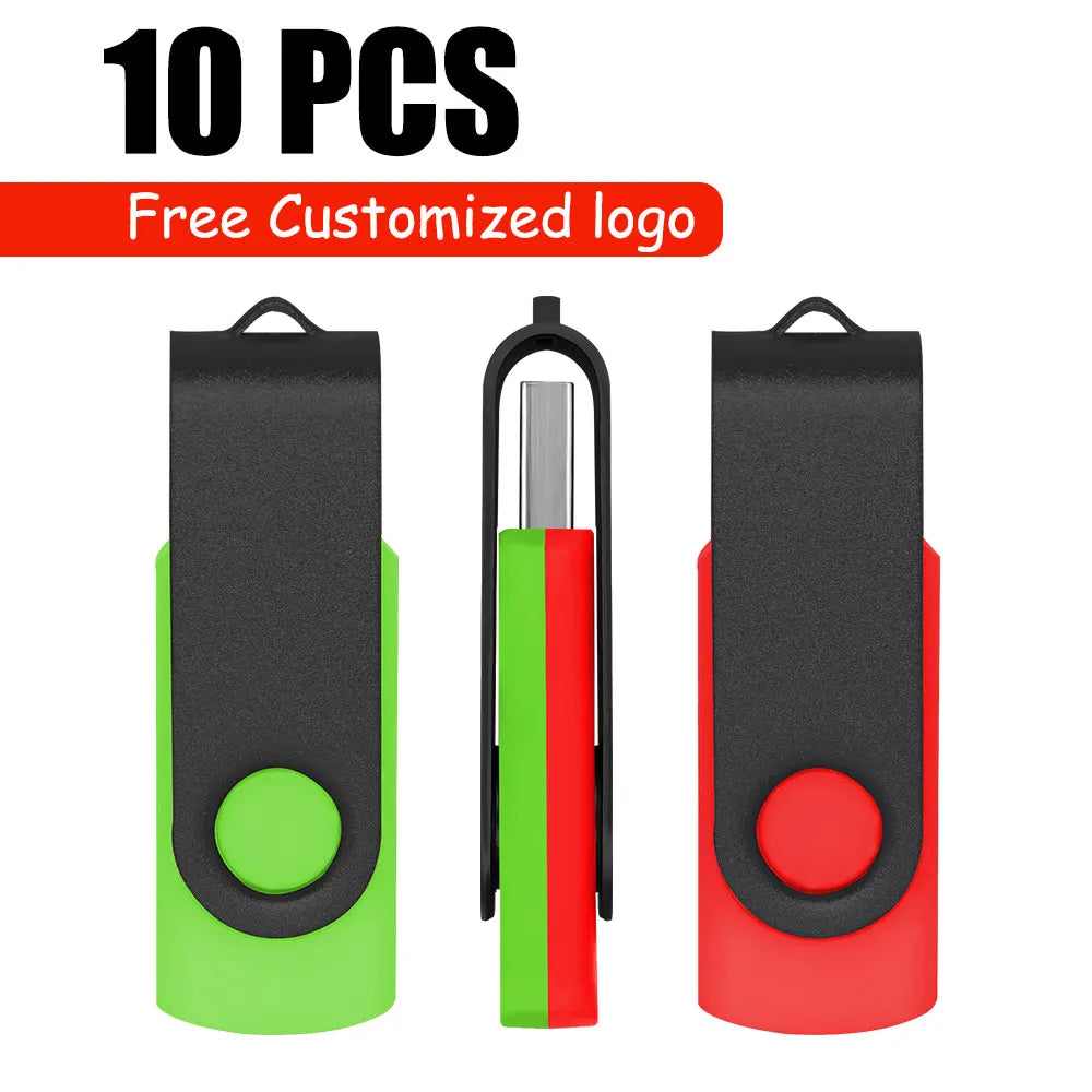 10-Pack Custom Logo Metal USB Flash Drives 256MB–128GB USB Flash Drive PRIMED 1GB x 10PCS green-red-A