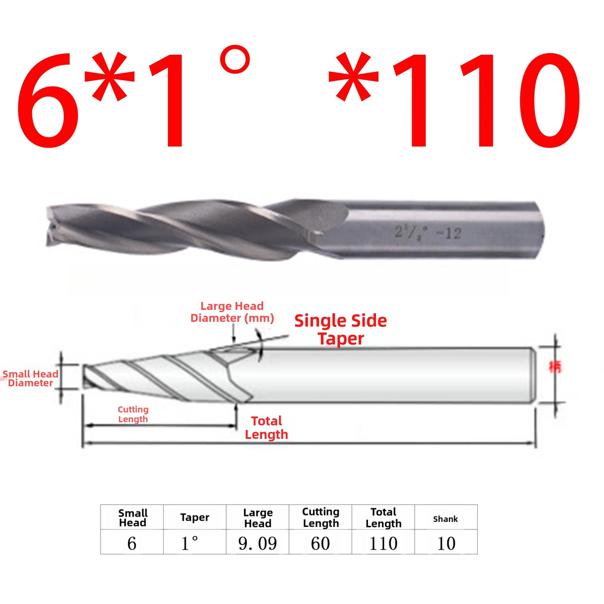 Spiral Tapered Ball Nose End Mill – HSS CNC Deep Groove Carving