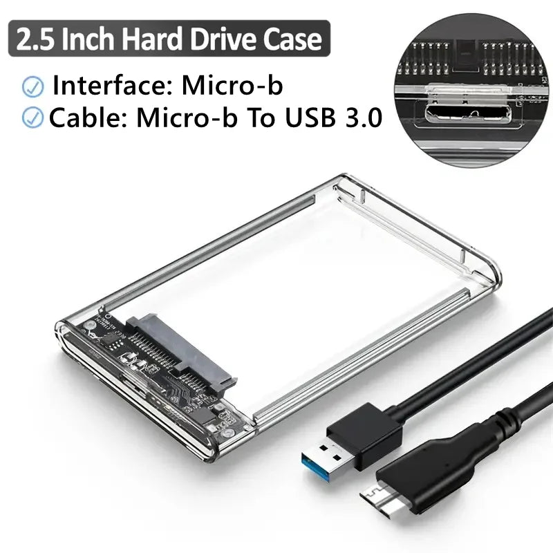 2.5" HDD SSD Enclosure USB 3.0 Type-C SATA Hard Drive Case HDD SSD Enclosure PRIMED Micro B-USB A