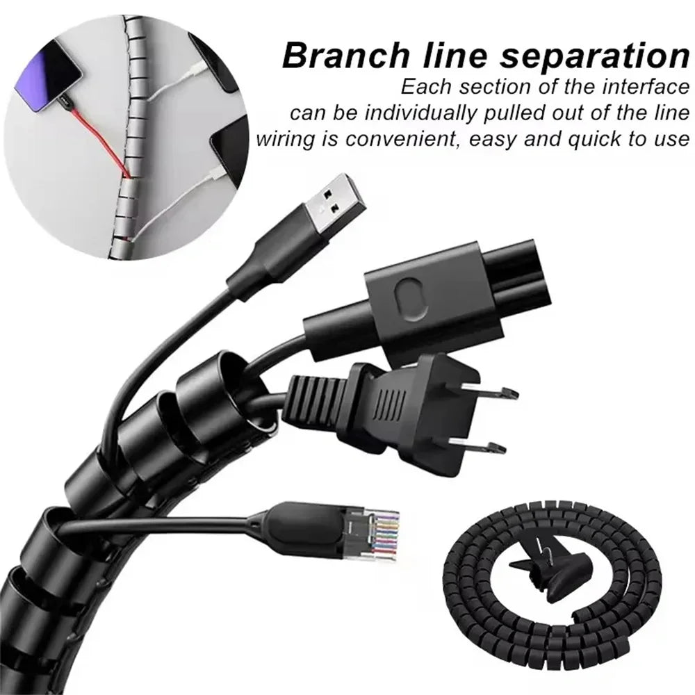 2M Flexible Spiral Cable Protector Sleeve 10mm & 16mm Cable Management Sleeve PRIMED