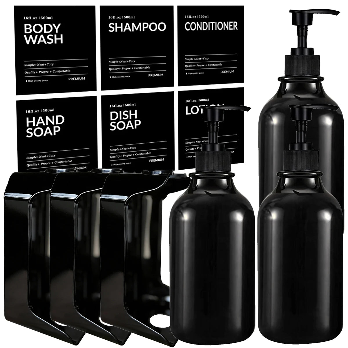 Wall Mount Shampoo & Conditioner Dispenser – 2 or 3 Chamber Set