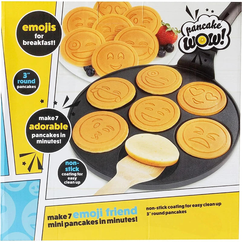 LMETJMA Smiley Face Pancake Pan – 7-Face Non-Stick Griddle Non-Stick Pancake Pan PRIMED
