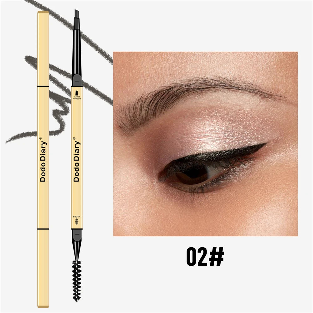 Ultra Fine Triangle Eyebrow Pencil – Waterproof Double Ended Eyebrow Pencil PRIMED 02 Grey