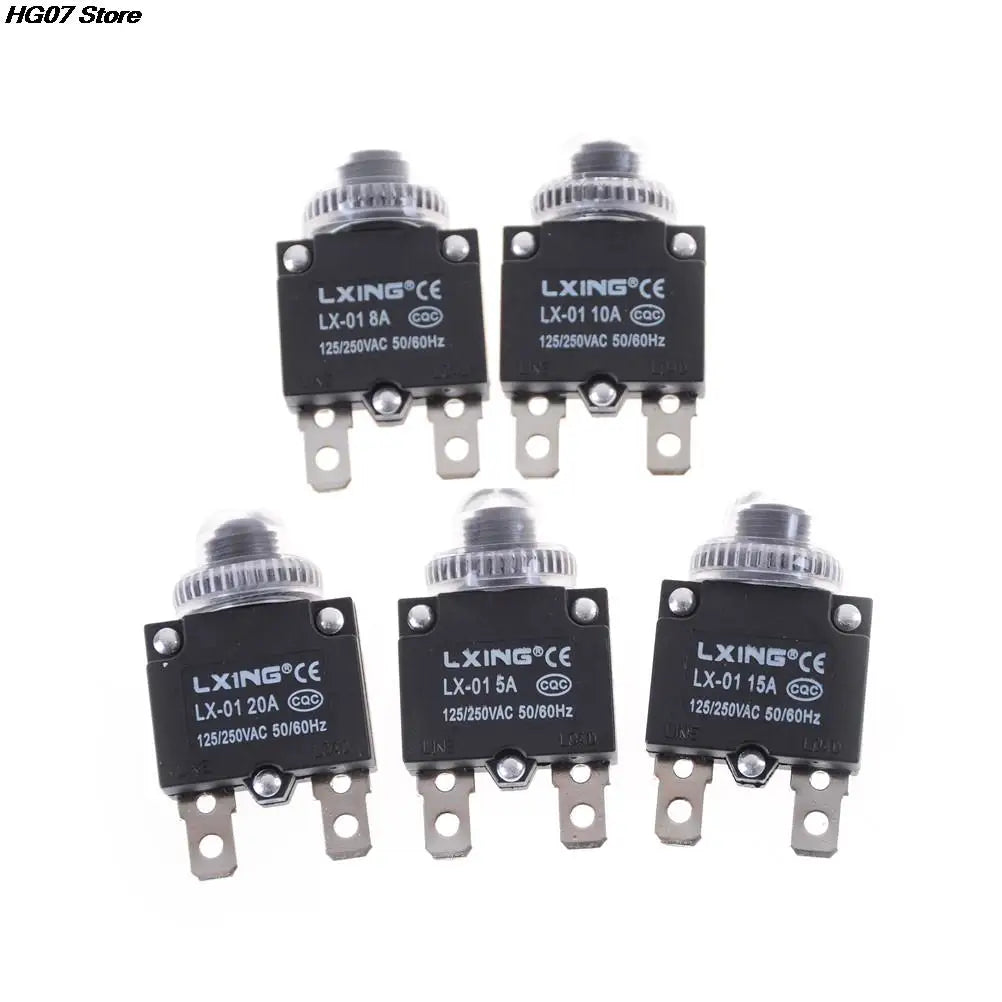 Thermal Circuit Breaker Overload Protector 5A–20A Push Button