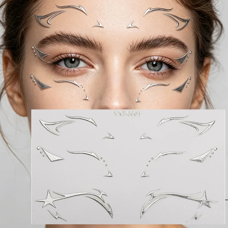 Holographic Laser Eyeliner Stickers – Waterproof Face Art Decals