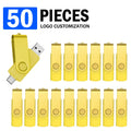 50-Pack Custom Logo USB Flash Drives – USB-C & USB 2.0 USB Flash Drive PRIMED 128M Yellow USB C