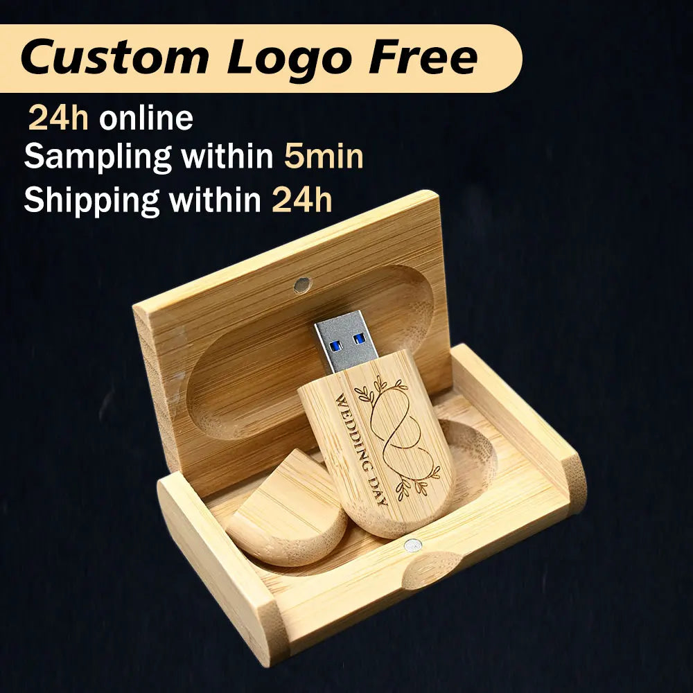 10-Pack Custom Logo USB 3.0 Flash Drives 64GB Wooden Gift Set Custom USB Flash Drive PRIMED