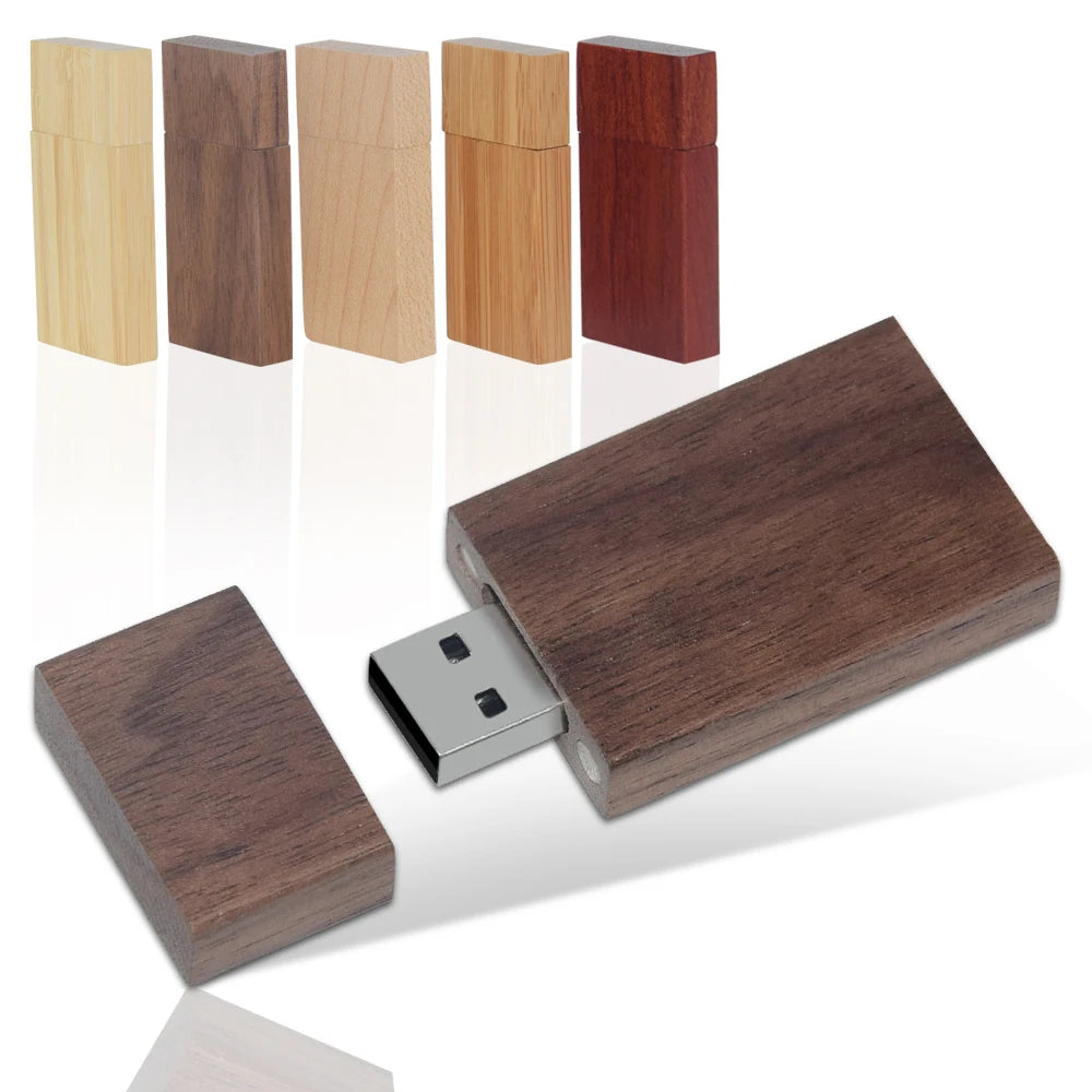 10-Pack Walnut Wooden USB Flash Drives | Free Custom Logo Wooden USB Flash Drive PRIMED