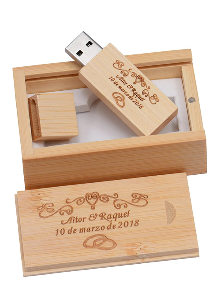 Wooden USB Flash Drive with Gift Box – Custom Logo 8–64GB USB Flash Drive PRIMED