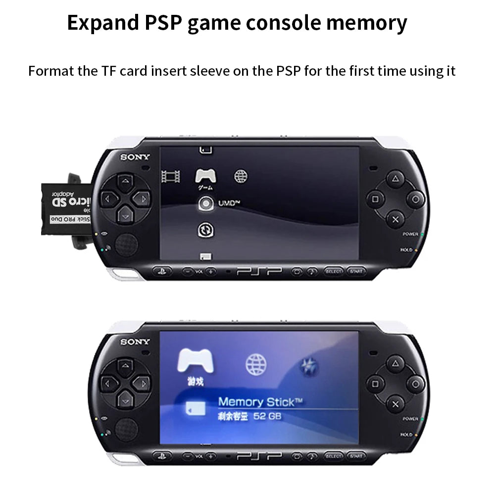 TISHRIC MicroSD TF to MS Pro Duo Adapter for Sony PSP PSV 64GB Memory Card Adapter PRIMED