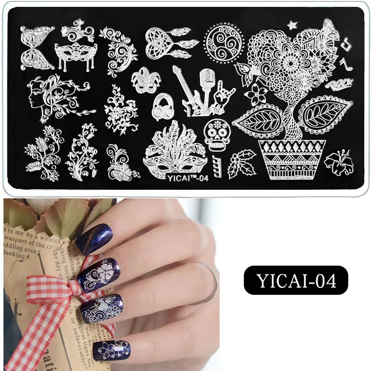 Nail Stamping Plate Lace Flower Peacock DIY Stencil #YC33