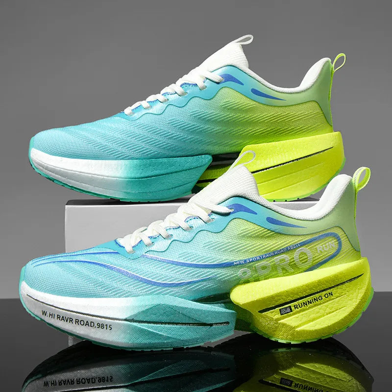 LETCOMFIT Men's Carbon Plate Sneakers – Lightweight Mesh Shoes Men's Running Sneakers PRIMED GreenUpgrade 45