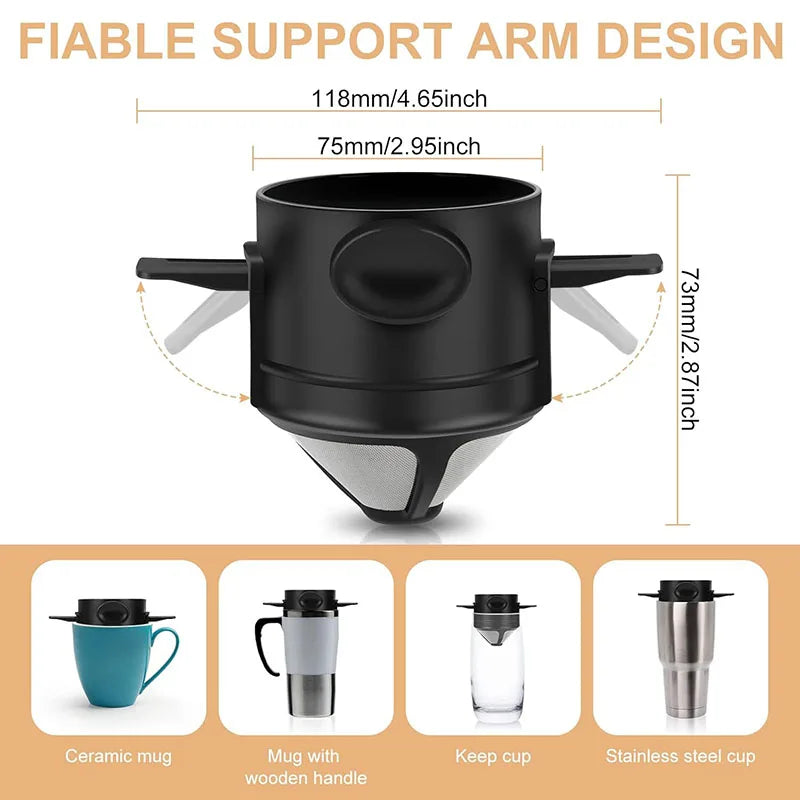 LMETJMA Pour Over Coffee Dripper – Reusable Collapsible Filter Pour Over Coffee Dripper PRIMED