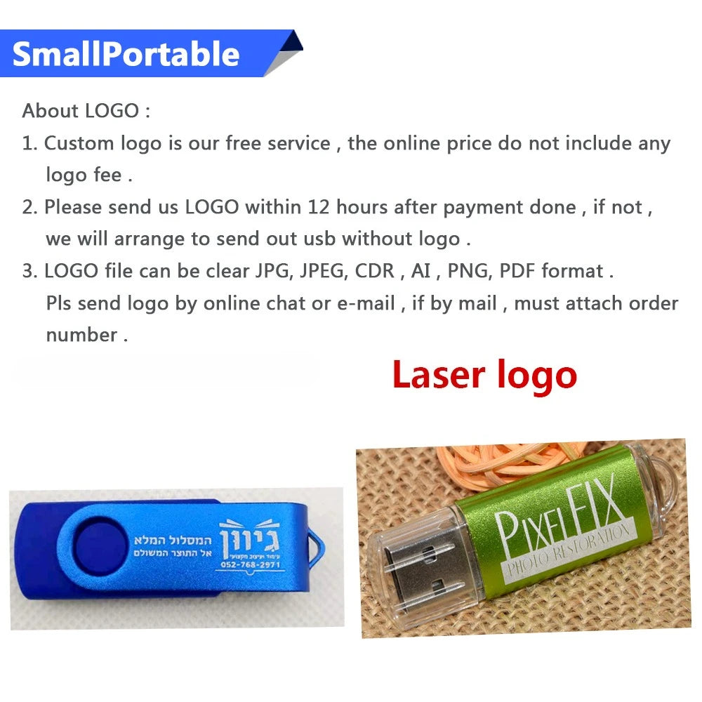 Custom Logo Metal USB Flash Drive Bulk Business Gift 1–64GB USB Flash Drive PRIMED