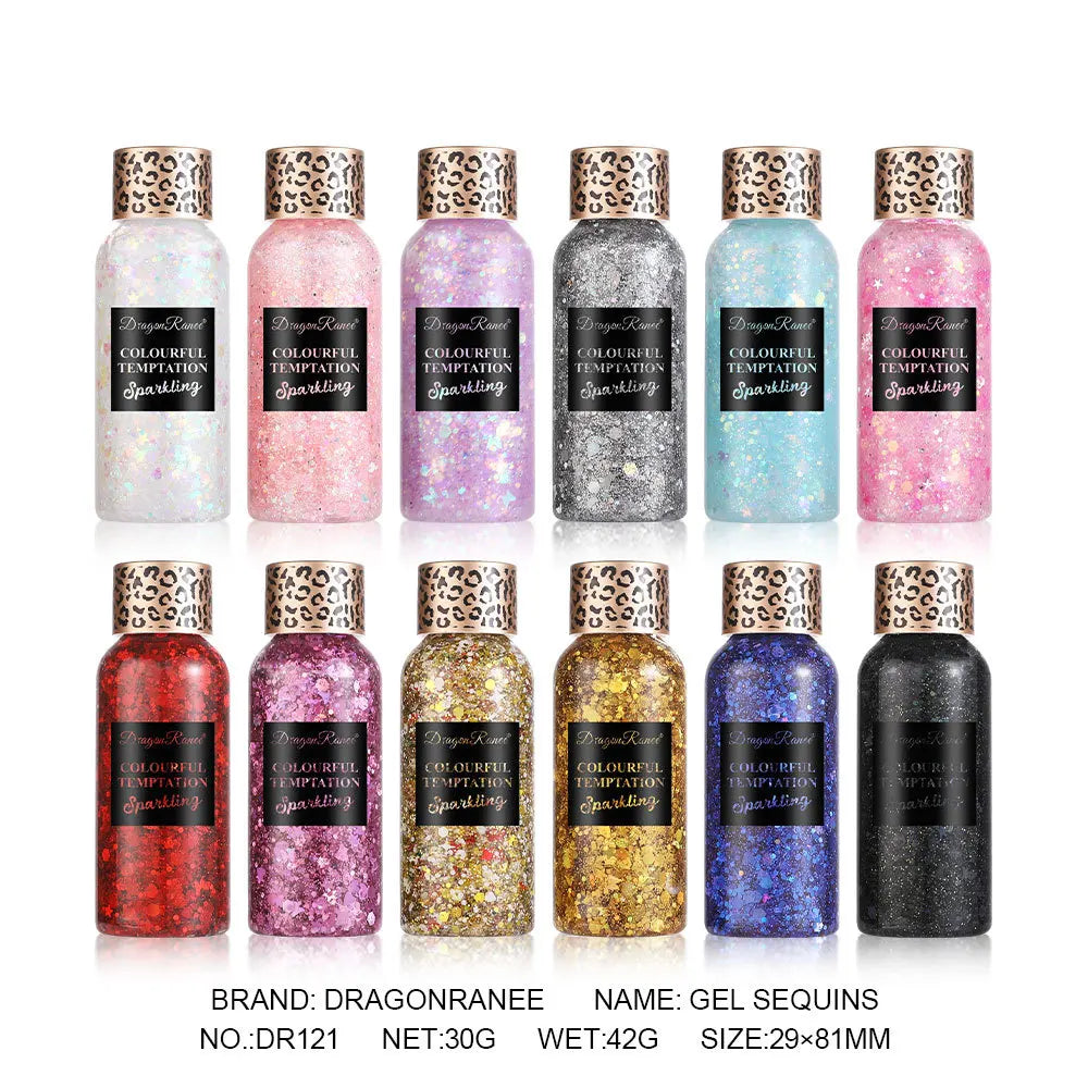 Diamond Glitter Gel – Face Body Eye Nail Hair Makeup | 12 Colors Body Glitter Gel PRIMED