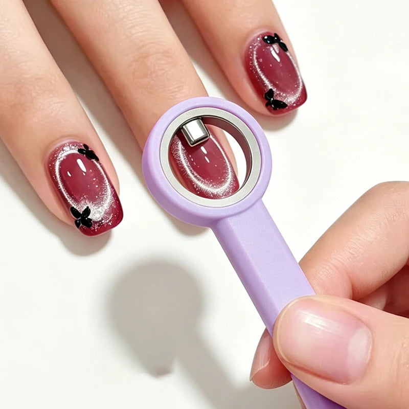 Cat Eye Nail Magnet Ring Tool with Handle – DIY Nail Art Nail Art Magnet Tool PRIMED