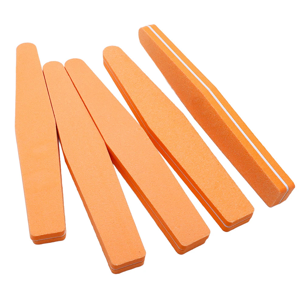 JEARLYU Rhombus Sponge Nail Files 5/10 Pack – Buffer & Polish Sponge Nail Files PRIMED 5pcs Orange