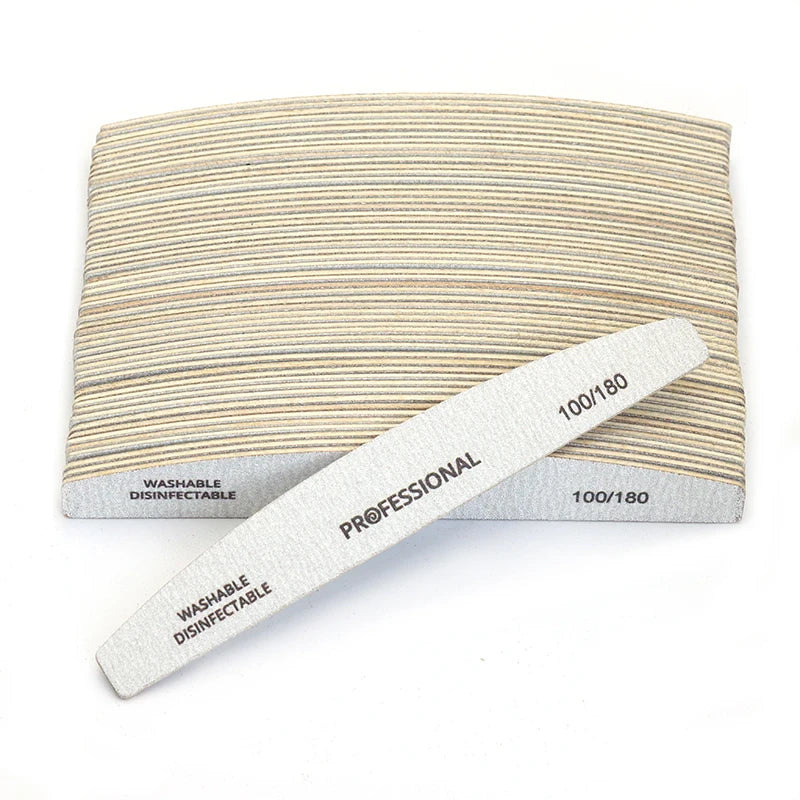 JEARLYU Half-Moon Wooden Nail Files Set 5/10/20/40 Pcs Wooden Nail Files PRIMED 40pcs Grit180-240