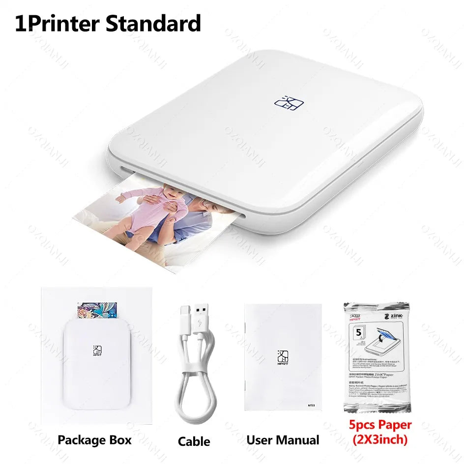 HPRT MT53 Portable Bluetooth Zink Photo Printer 2x3 Inch Pocket Photo Printer PRIMED MT53 Color Printer