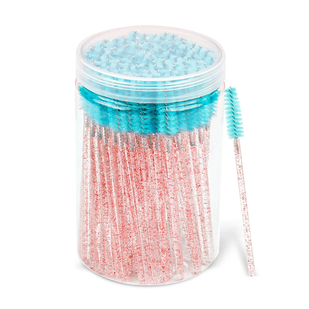 100 Pcs Spoolie Brushes – Eyelash Extension Makeup Tools Spoolie Brush Set PRIMED red