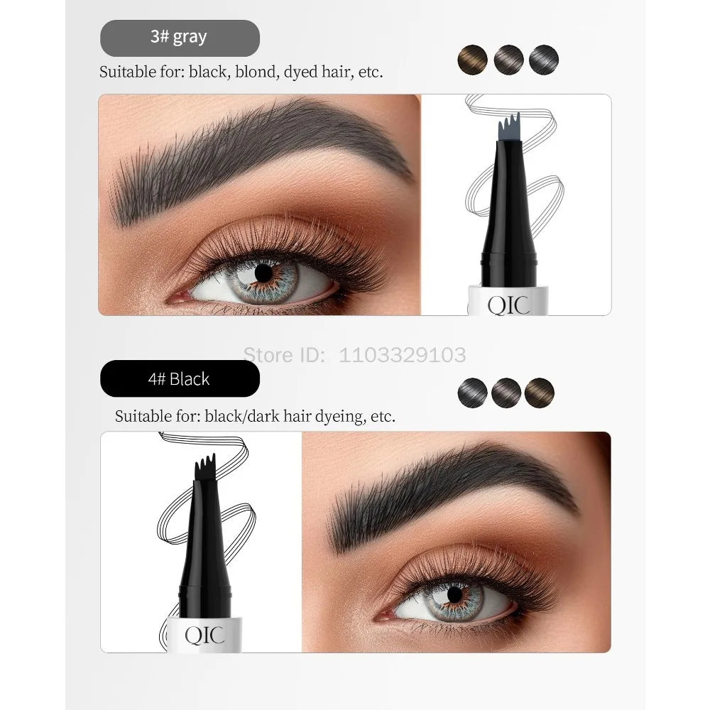 Waterproof 4-Tip Microblade Eyebrow Pen – Smudge-Proof Brow Eyebrow Makeup Pen PRIMED