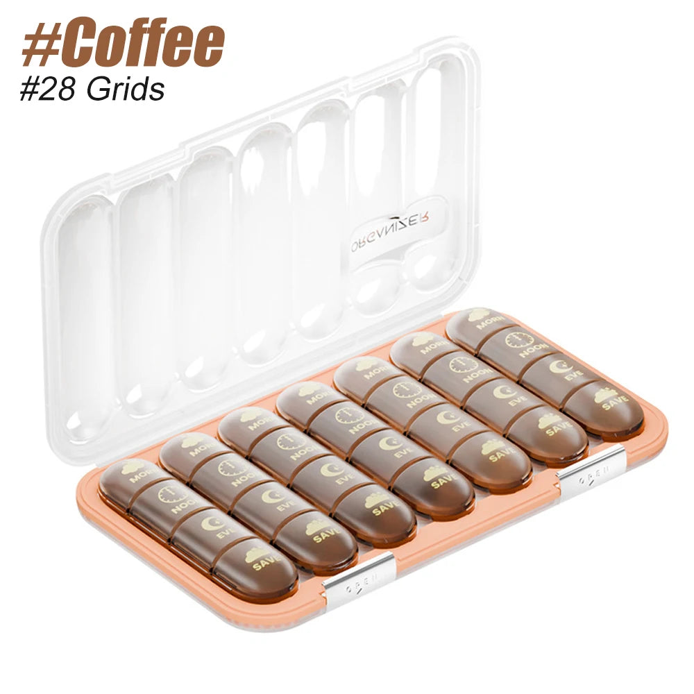 Weekly Pill Organizer 3-4x Daily | Moisture-Proof Travel Pill Box