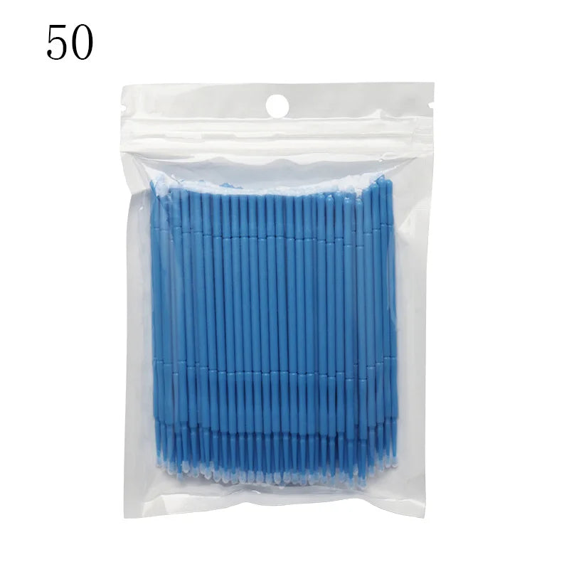 Micro Disposable Eyelash Applicator Brushes – 50/100 Pack Makeup Applicator Brushes PRIMED 50Pcs Dark Blue