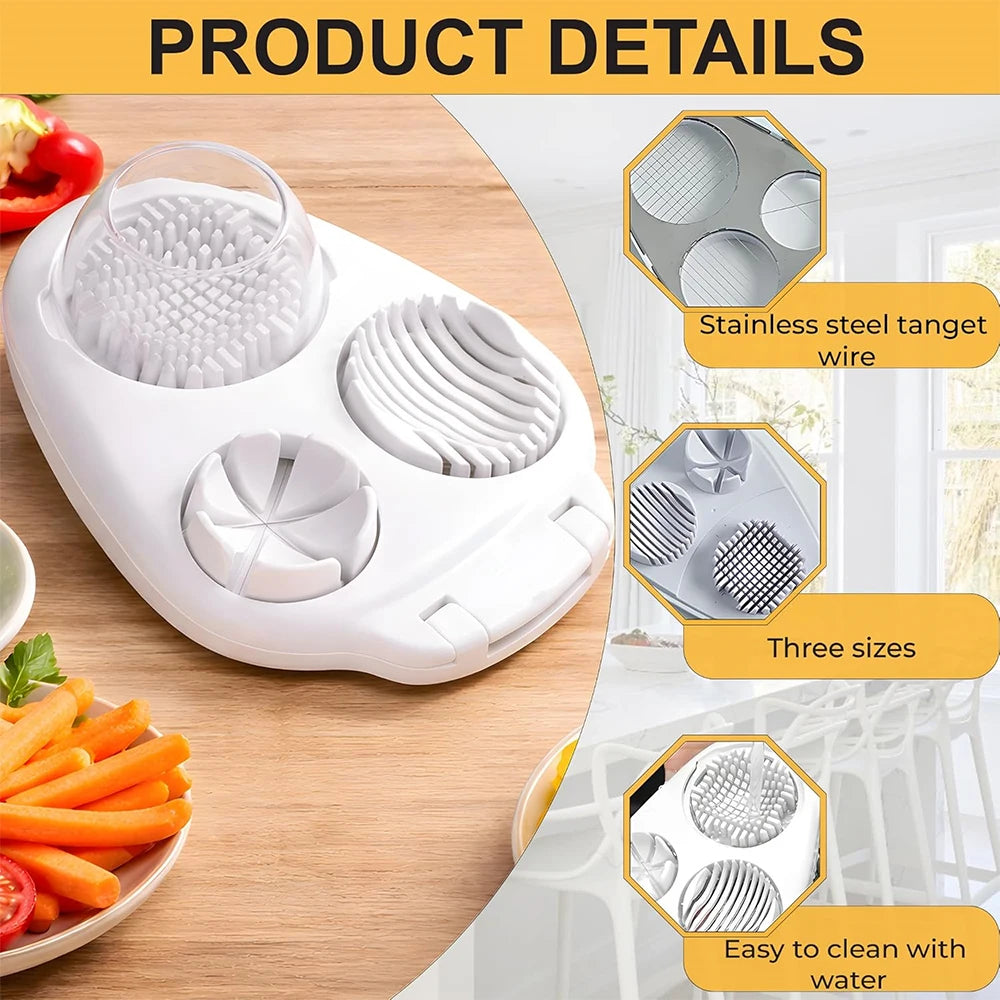 LMETJMA 3-in-1 Egg Slicer – Stainless Steel Cutter & Dicer Egg Slicer Tool PRIMED