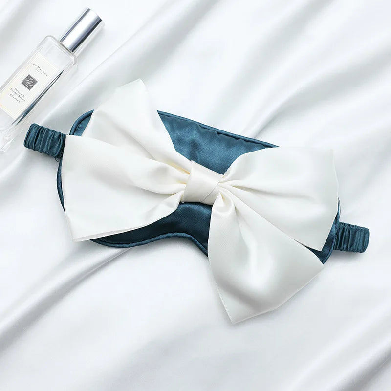 Silk Bow Sleep Eye Mask for Women – Light-Blocking & Travel