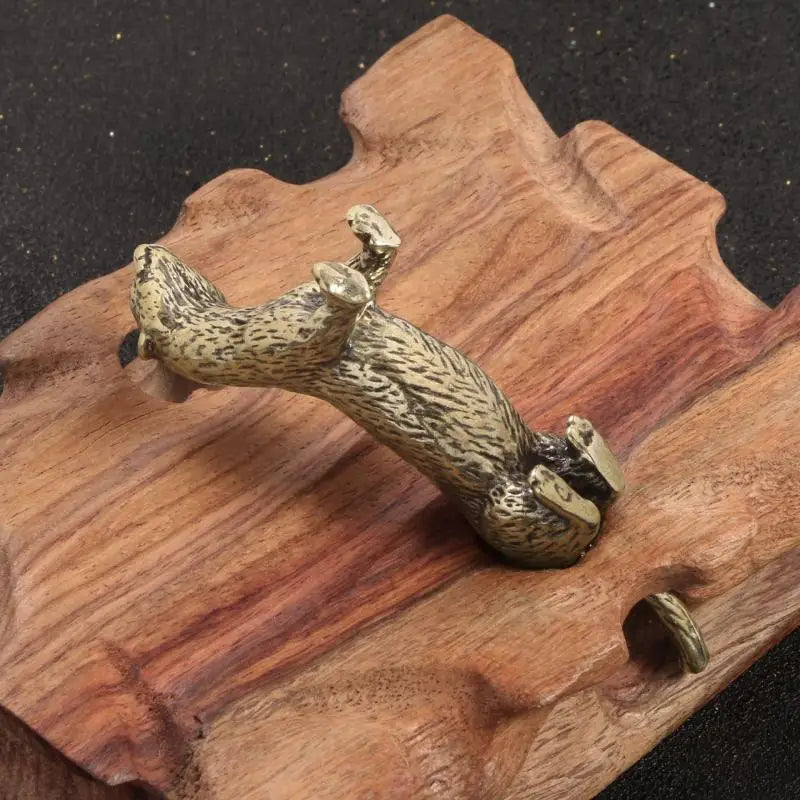 Solid Copper Sea Otter Statue | Antique Bronze Desk Figurine