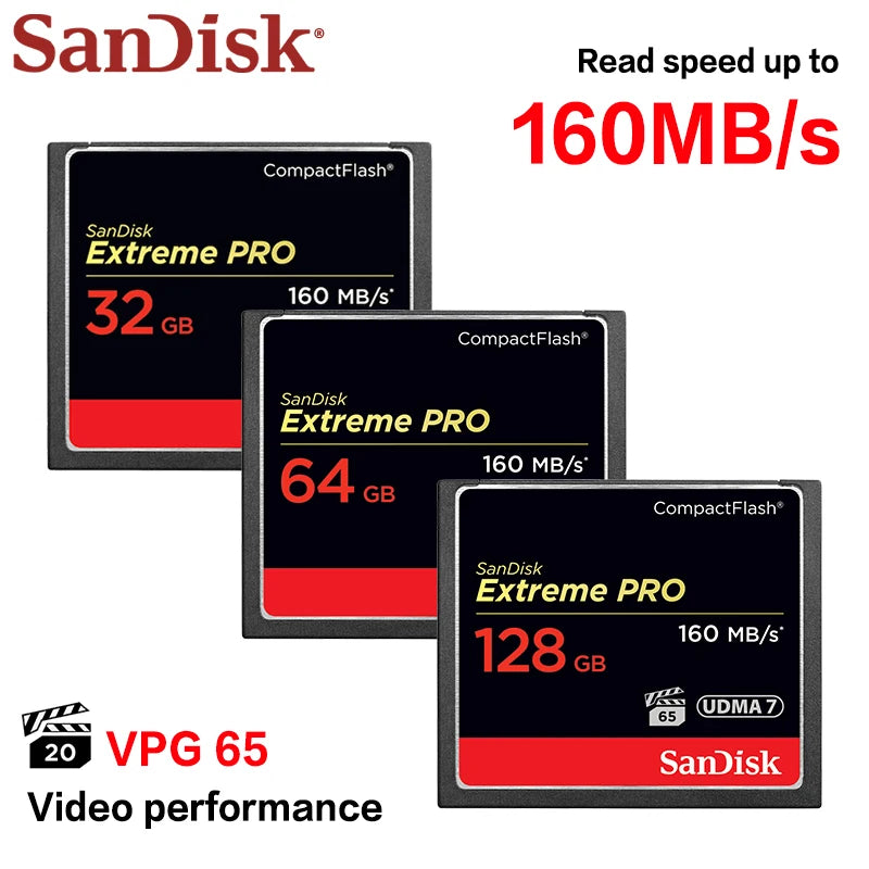 SanDisk Extreme PRO CF Card 64GB/128GB – Up to 160MB/s CompactFlash Memory Card PRIMED