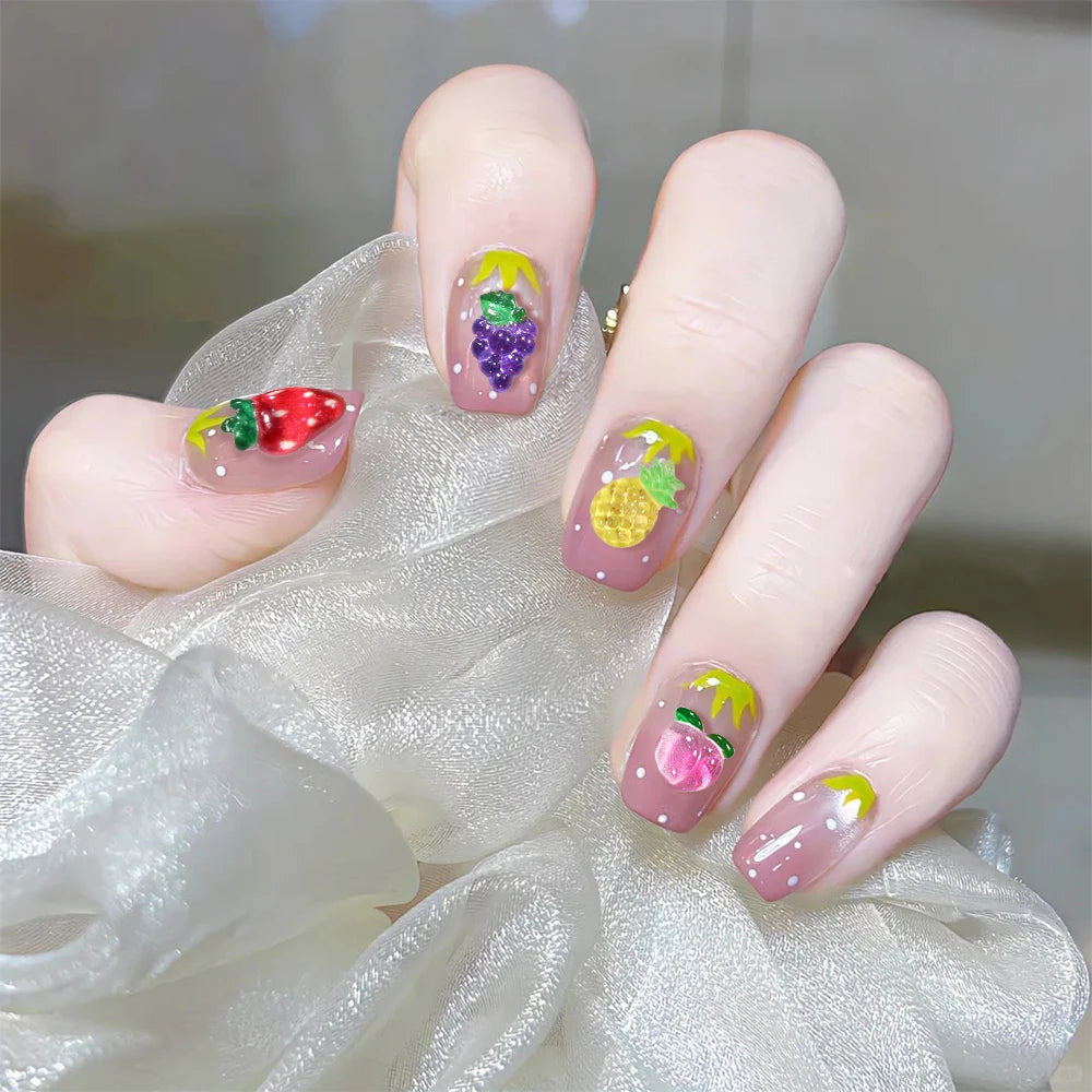 50Pcs 3D Strawberry Nail Charms – Kawaii Flat Back Resin Gems Nail Art Charms PRIMED