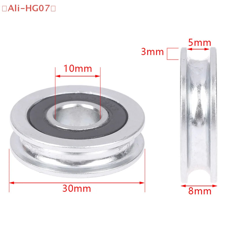 U-Groove Bearing Pulley 10×30×8mm Stainless Steel Guide Wheel Bearing Pulley Wheel PRIMED