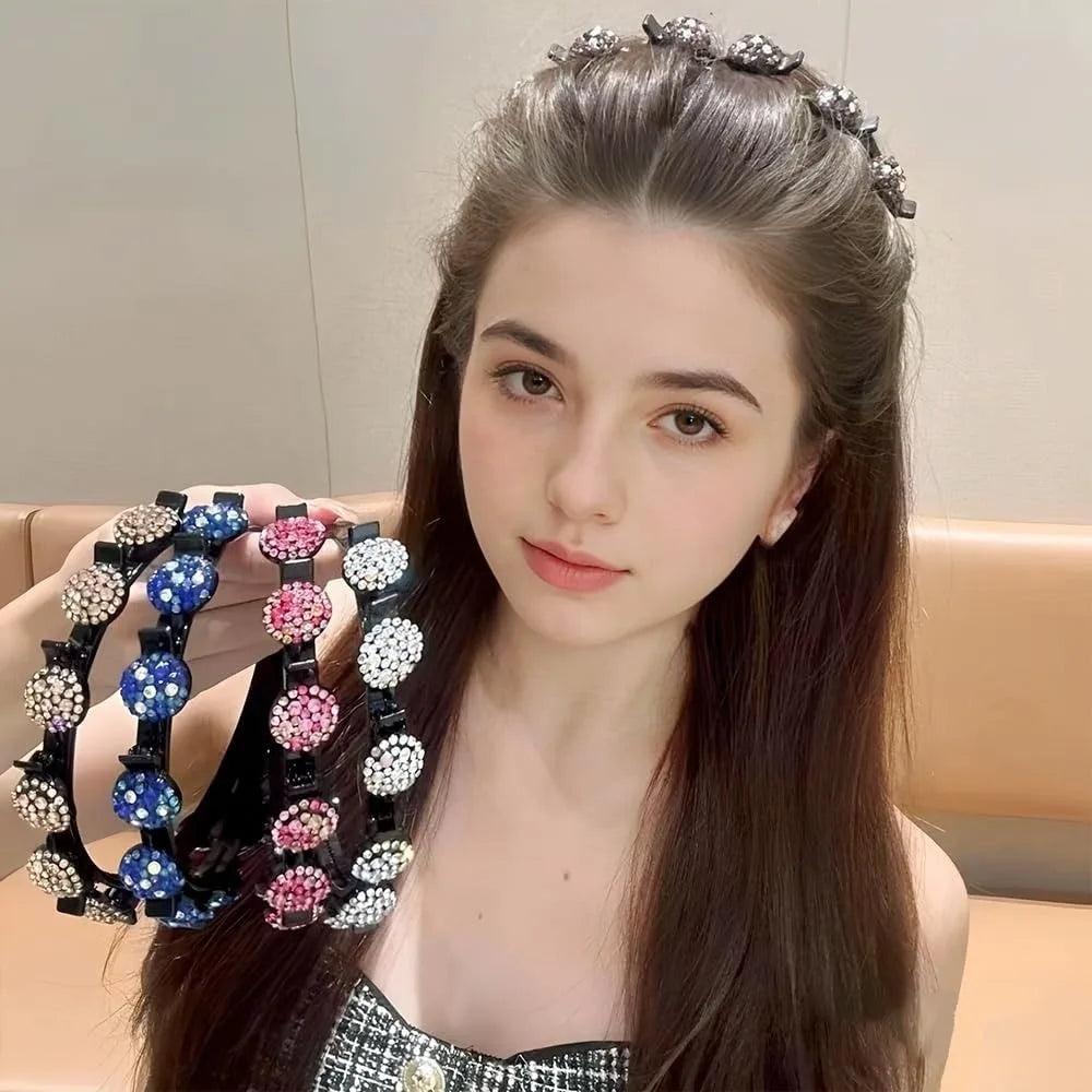 Rhinestone Crystal Double-Layer Clip Headband for Women