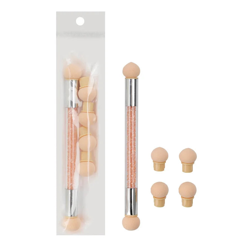 JEARLYU Double-Ended Ombre Nail Sponge Brush + 4 Sponge Heads