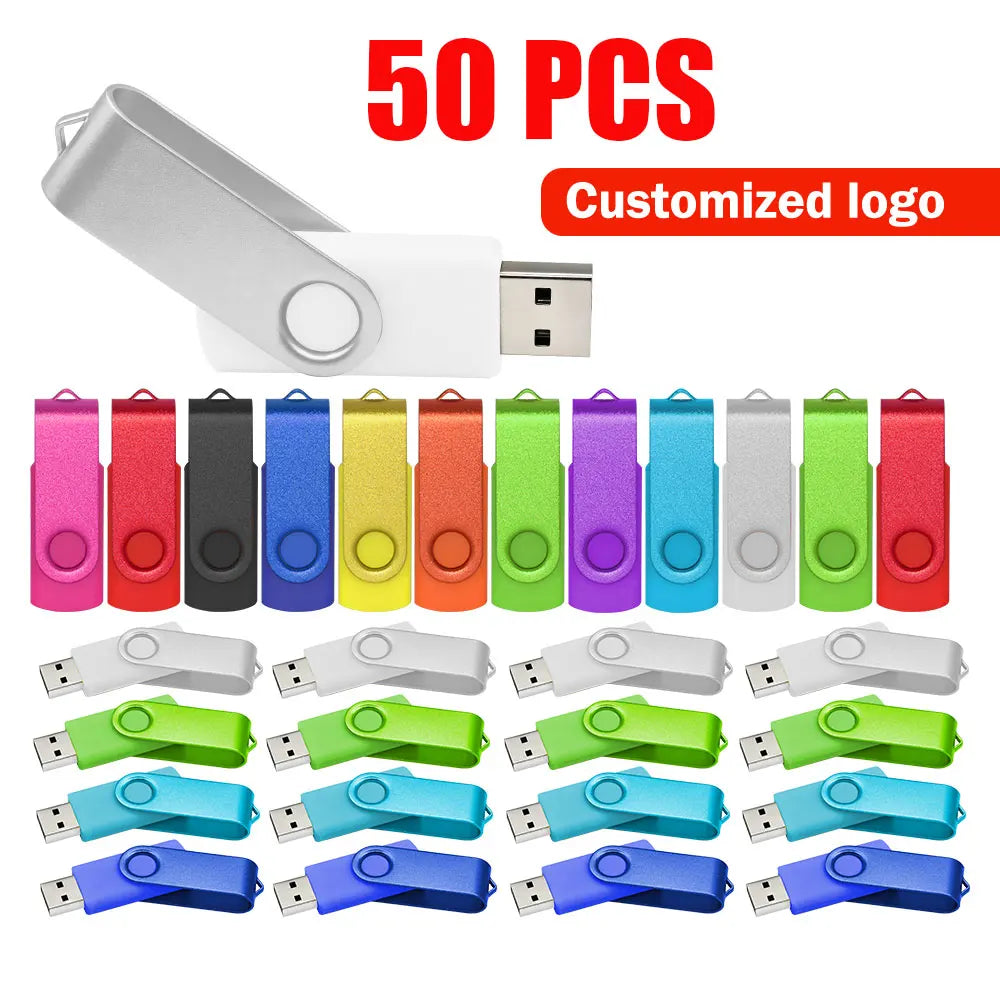 50-Pack Custom Logo USB 2.0 Flash Drives 4GB–64GB | Metal USB Flash Drive PRIMED