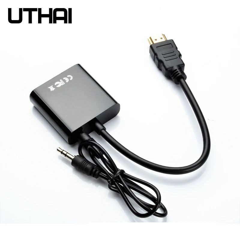 UTHAI T20 HDMI to VGA Adapter 1080P with 3.5mm Audio HDMI VGA Adapter PRIMED