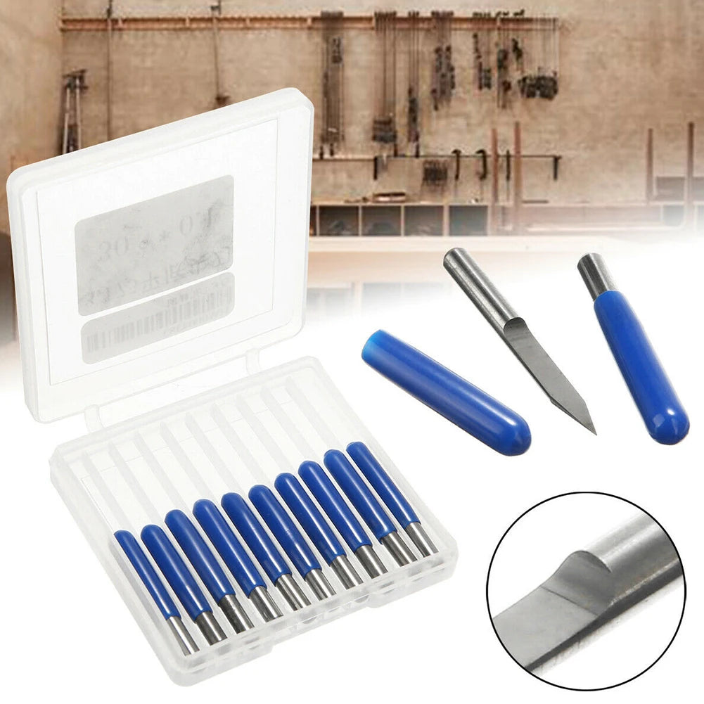10-Pack Carbide CNC Engraving Bits 0.1mm 60° V-Shape PCB Router CNC Engraving Bits PRIMED