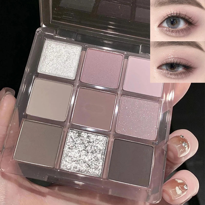 DIKALU 9-Color Punk Smoky Eyeshadow Palette – Shimmer & Matte