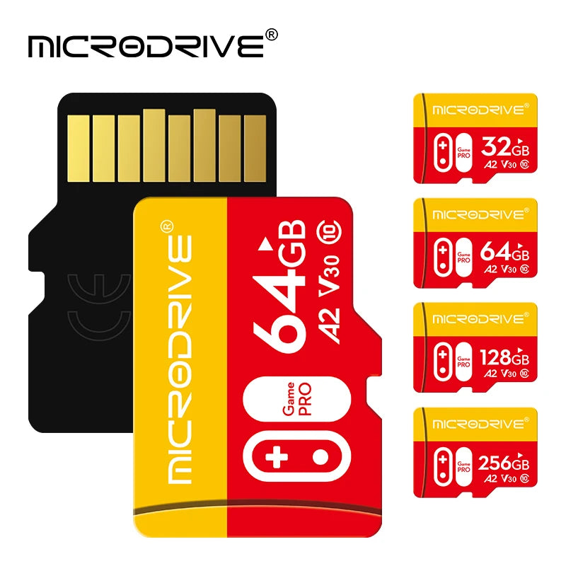 MicroDrive Micro SD Card Class 10 U3 V30 A2 – 16GB to 256GB Flash Memory Card PRIMED